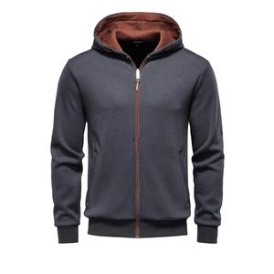 Sudadera con Capucha y Cremallera para Hombre, Diseño Retro Urbano, Ropa Deportiva, Sudadera de Punto Cálida para Invierno, con Cremallera, Antiarrugas, Color Sólido - Product Image 1
