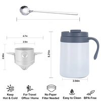 Ensemble cafetière et tasse en acier inoxydable durable, écologique et portable pour l'extérieur, au design moderne et épuré, pour boissons chaudes/froides