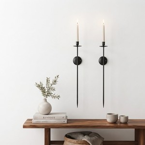 Wall-Mounted Eco-Friendly Matte <b>Black</b> Metal Taper <b>Candle</b> <b>Holders</b> for Home Decoration for Birthday Occasions - Product Image 1
