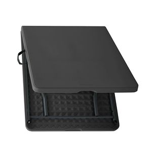 6 Foot Black Fold-in-Half <b>Plastic</b> <b>Table</b> Indoor Outdoor Scratch Stain and UV Damage Resistant with Built-In Carry Handle - Product Image 6