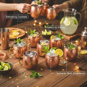 Tazas Moscow Mule de Cobre, Tazas de Acero Inoxidable con Revestimiento de Cobre Martillado para Bebidas Frías, Café, Cerveza, Vino y Bebidas Enfriadas - Product Image 2
