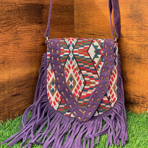 ลดกระหน่ำกระเป๋าสะพายข้างหนังนิ่มงานทำด้วยมือจากผ้าแจ็คการ์ดดีไซน์วินเทจใช้งานได้หลากหลาย - Product Image 4