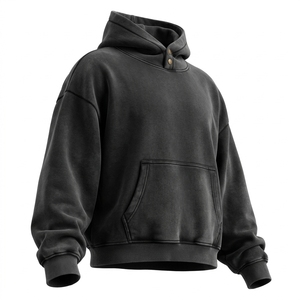 Sudadera con Capucha Oversize para Hombre al por Mayor, de Color Liso, Forro Polar, Estilo Casual para Otoño, Ajuste Regular, Diseño con Bolsillos Tejidos - Product Image 2