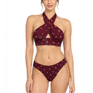 Women <b>Bikini</b> Set Fashionable Two Piece Swimwear <b>High</b> Leg Bottom Custom Pattern Fabric Resort Beach Holiday Summer Wear - Product Image 5