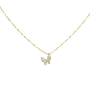 Colgante de Mariposa en Plata con Baño de Rodio y Diamante Corte Marquesa para Mujer - Product Image 3