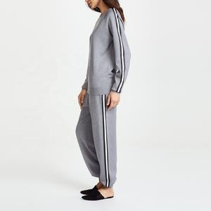 Elegant <b>Women</b> <b>Tracksuit</b> Modern Solid <b>Grey</b> Outfit with Stripe Design <b>Womens</b> Streetwear and Fashion Supplier - Product Image 3