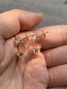 IGI Certified 14K Yellow Gold Duo Pear Diamond Classic Stud Earring Minimalist Double Stone Lab Grown Diamond Studs Jewelry <b>Gift</b> - Product Image 5