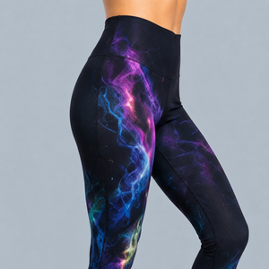 Leggings taille haute à imprimé galaxie, longueur intégrale, sportifs, extensibles, respirants, séchage rapide, tricotés en spandex et polyester pour femmes - Product Image 5