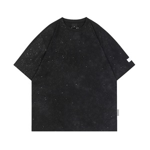 เสื้อยืดคอกลมผ้าฝ้ายประดับเพชรเทียมสไตล์สตรีทแวร์ฮิปฮอปแขนสั้นทรงหลวมสำหรับผู้ชายเสื้อยืดแฟชั่นถักลำลองฤดูร้อน - Product Image 3