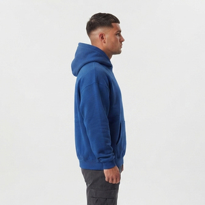 Men's Loose Fit Distressed Embroidery Hoodies Long Sleeve Drop Shoulder Hood Winter Street Wear Polyester Fleece Hoodie Men - Product Image 3