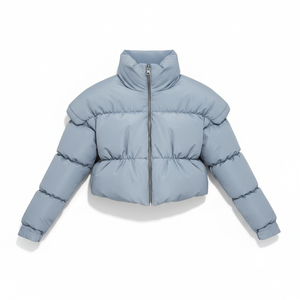 Chaquetas de Invierno Acolchadas para Mujer, Personalizadas, Brillantes, Tejidas, Transpirables, con Capucha, Resistentes al Viento, Impermeables, con Cierre, Tipo Bomber - Product Image 1