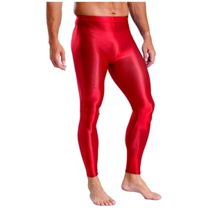 Leggings de sport pour homme fabriqués en usine, taille élastique, couleur unie, effet brillant métallique, extensibles, pour la gym, l'entraînement, le fitness et la course à pied - Product Image 4