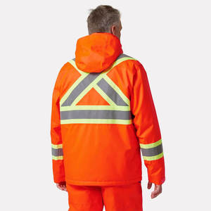 Veste de sécurité haute visibilité imperméable en polyester avec bande réfléchissante, capuche unisexe, toutes saisons, pour travaux de construction, extérieur, gardes - Product Image 4