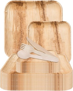 Sustainable Choice Areca Leaf 7 Inches <b>Square</b> <b>Plates</b> Dinnerware Kit With Birchwood Cutlery For Events Pack of 50 Pcs <b>Set</b> 2026 - Product Image 2