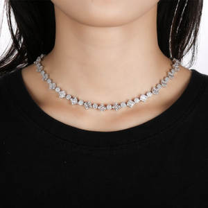 Collar de moissanita con diamantes de imitación en forma de baguette y redondos, estilo tenis, elegante, lujoso y brillante, para mujer, ideal para regalo. - Product Image 6
