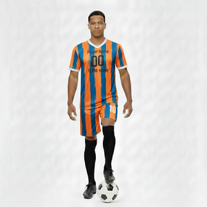 Nuevo Diseño de Uniforme de Fútbol de Color Sólido con Apliques a Rayas, Transpirable, 100% Poliéster, Personalizado para Adultos Unisex - Product Image 1