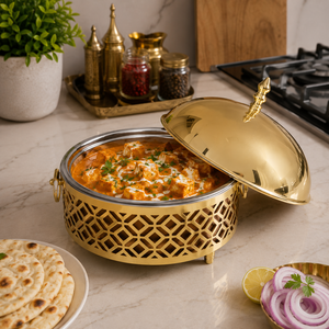 Luxury Gold Stainless Steel Chafing Dish Buffet <b>Server</b> with Dome Lid <b>Food</b> Warmer Elegant Catering Serving Dish for Home Hotel - Product Image 3