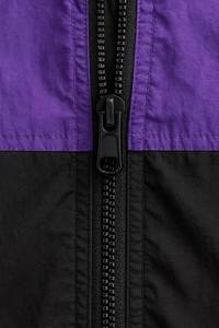 Veste coupe-vent violette et noire légère, veste de sport décontractée, manteau à capuche zippé pour l'extérieur, style sportif rétro printemps - Product Image 3