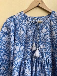 Vestido Bohemio Maxi Floral 100% Algodón Ecológico Asimétrico con Estampado Flock, Vestido Casual para Mujeres y Niñas - Product Image 3