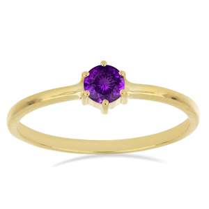 Anillos Clásicos de 6 Puntas con Amatista en Oro Sólido de 14k, Joyería Fina para Compromiso, Boda, Día de San Valentín, Regalo, Proveedor Confiable - Product Image 1