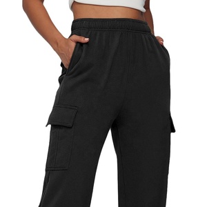 Pantalon évasé de haute qualité pour femmes, mode décontractée, coupe slim, molleton ample, jambe large, pantalon évasé en coton molleton pour femmes - Product Image 6