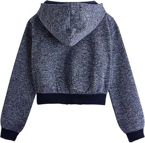 Sudadera con Capucha Corta Estampada Informal de Invierno para Mujer, Sudadera de Algodón con Logotipo Personalizado, Ropa Urbana - Product Image 2