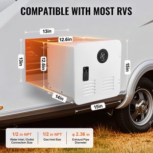 Scaldabagno Istantaneo per Camper con Comfort Ottimizzato, 65000 BTU, 15 x 15 Pollici, Porta Bianca, Doccia Istantanea e Telecomando - Product Image 6