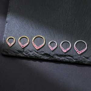 Pendiente de Aro Clicker de Turmalina Rosa, Plata de Ley 925, Chapado en Oro de 14K, Joyería para Cartílago, Hélice y Septum, Piedra de Nacimiento - Product Image 2