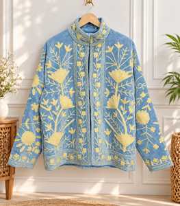 Handmade <b>Velvet</b> Suzani Embroidered Cotton Breathable Boho Festival <b>Jacket</b> (Wholesale) - Product Image 5