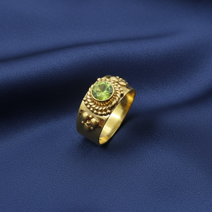 Anillo de Plata de Ley 925 con Piedra Preciosa de Peridoto, Bisel Ovalado con Borde de Cuerda Vintage, Joyería Clásica para Mujer, Chapado en Oro Rosa y Oro Amarillo - Product Image 2