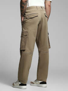 Pantalon cargo tactique pour homme, coupe droite, couleur unie, multi-poches, toile, randonnée en plein air, vêtements de travail, beige, respirant, fermeture à boutons - Product Image 2