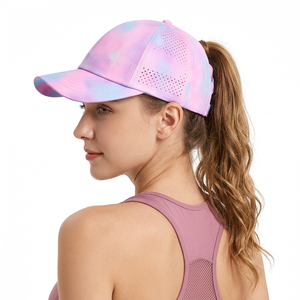 Casquette de baseball rose tie-dye à 6 panneaux en maille, réglable et respirante, pour activités sportives en extérieur, printemps-été, unisexe adulte - Product Image 6