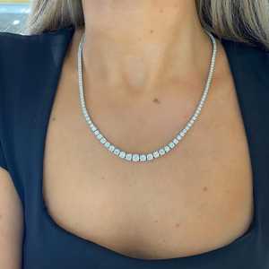 Lab Grown Diamond Graduated Tennis Necklace 10 Carat Solid Gold Graduated Bridal Wedding Choker Necklace Wholesale Manufacture - Product Image 5