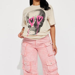 Camisetas de Manga Corta Extra Grandes para Mujer, Camisetas Holgadas de Algodón y Poliéster, Camisetas Deportivas Extra Grandes para Mujer, Transpirables - Product Image 1