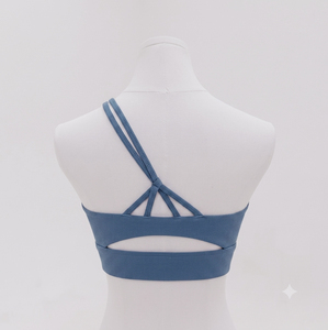Custom Logo Ribbed <b>One</b> Shoulder Sports Bra High Impact Sexy Backless Yoga Crop <b>Top</b> Women Seamless Gym Fitness Activewear - Product Image 4