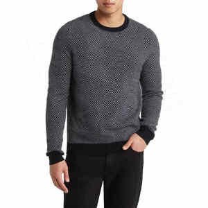 Autumn Winter New Arrivals Custom Logo Cotton Wool Breathable Custom Knitted <b>Pullover</b> <b>Men</b> Solid Print Pattern Sweatshirt - Product Image 1