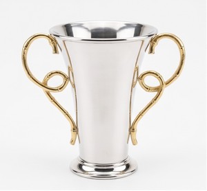 Vantage Modern Fancy Luxury Premium <b>Unique</b> Aluminum Decorative Flower <b>Vase</b> With Handle Floor Metal Flower <b>Vases</b> for Home Decor - Product Image 2