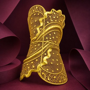 Wholesale Fashion Dubai Design Arabic <b>Bridal</b> Kada 14K18K24K Gold Plated Wide Kada Intricate Floral Openwork Forming Kada Jewelry - Product Image 2