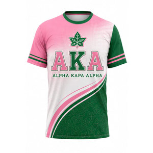 T-shirt de sororité de haute qualité au design le plus récent, rose et vert, manches courtes, coupe classique, col rond, imprimé, décontracté, pour homme - Product Image 5