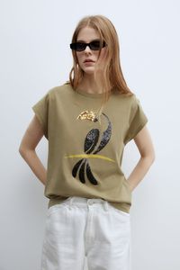 Camiseta Casual de Algodón para Mujer, Cuello Redondo, Bordada con Cuentas, Nueva Moda Primavera Verano 2026, Alta Calidad B~C - Product Image 4