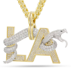 Collar de Cadena HipHop para Hombre con Colgante de Letra L&A, Micro Pavé de Cristales de Imitación y Plata 925 - Product Image 3
