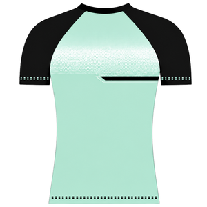 Maillot de sport personnalisé vert menthe et noir à manches courtes raglan, col rond, respirant, pour entraînement athlétique, uniforme d'équipe, performance - Product Image 2