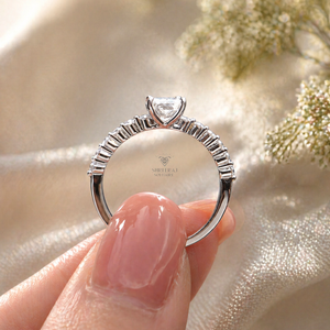 Custom 1CT 2CT 3CT Radiant Cut Lab Grown Diamond <b>Ring</b> IGI Certified 14K 18K White Gold 4 Prong Pave Eternity Engagement <b>Ring</b> - Product Image 5