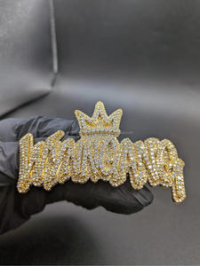 Moissanite Diamond Crown <b>Name</b> Pendant Iced Out Hip Hop <b>Necklace</b> Gold Bling Jewelry Gift For Men Women - Product Image 1