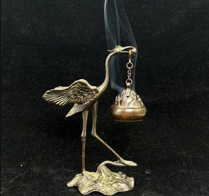 Quemador de incienso de latón con forma de grulla, soporte colgante |   Quemador de incienso decorativo ecológico para verano/primavera |   Decoración de Hogar de Lujo - Product Image 3