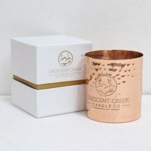 Customized Handmade Copper Candle Container Hammered Metal Votive Vessels Jars Lid Decorative Scented 18 Oz <b>Heat</b> Resistant Matte - Product Image 6