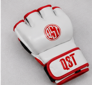 Guantes de Boxeo MMA de Cuero Blanco y Rojo con Cierre de Velcro, Soporte de Muñeca Antideslizante, Equipo de Artes Marciales Unisex - Product Image 3