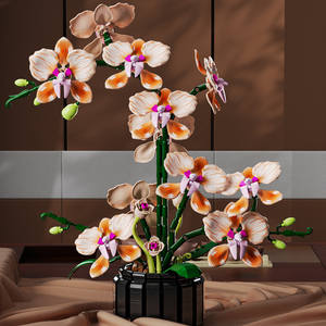 Ramo de orquídeas creativas en maceta, bloques de construcción, flor inmortal, decoración de plantas para el hogar y el escritorio, ladrillos para ensamblar, juguete, regalo para niñas - Product Image 2