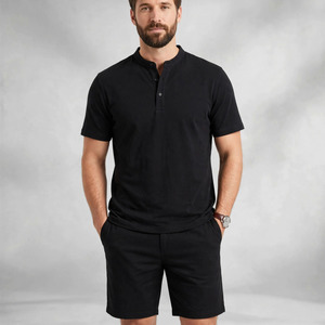 2026 Wholesale Summer Men's Casual Shorts <b>Set</b> Plain Color Solid 100% Cotton Jersey Quick Dry Knitted Customized Logo <b>Twin</b> <b>Set</b> - Product Image 2