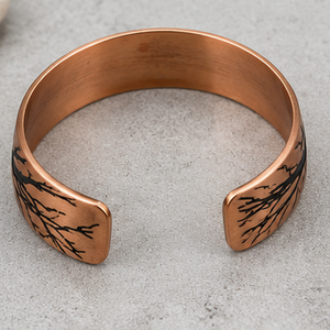 Authentic Woodland Branch <b>Engraved</b> Pure Metal Open Cuff <b>Bangle</b> Fashionable Metal Jewelry Exquisite Craftsmanship - Product Image 2